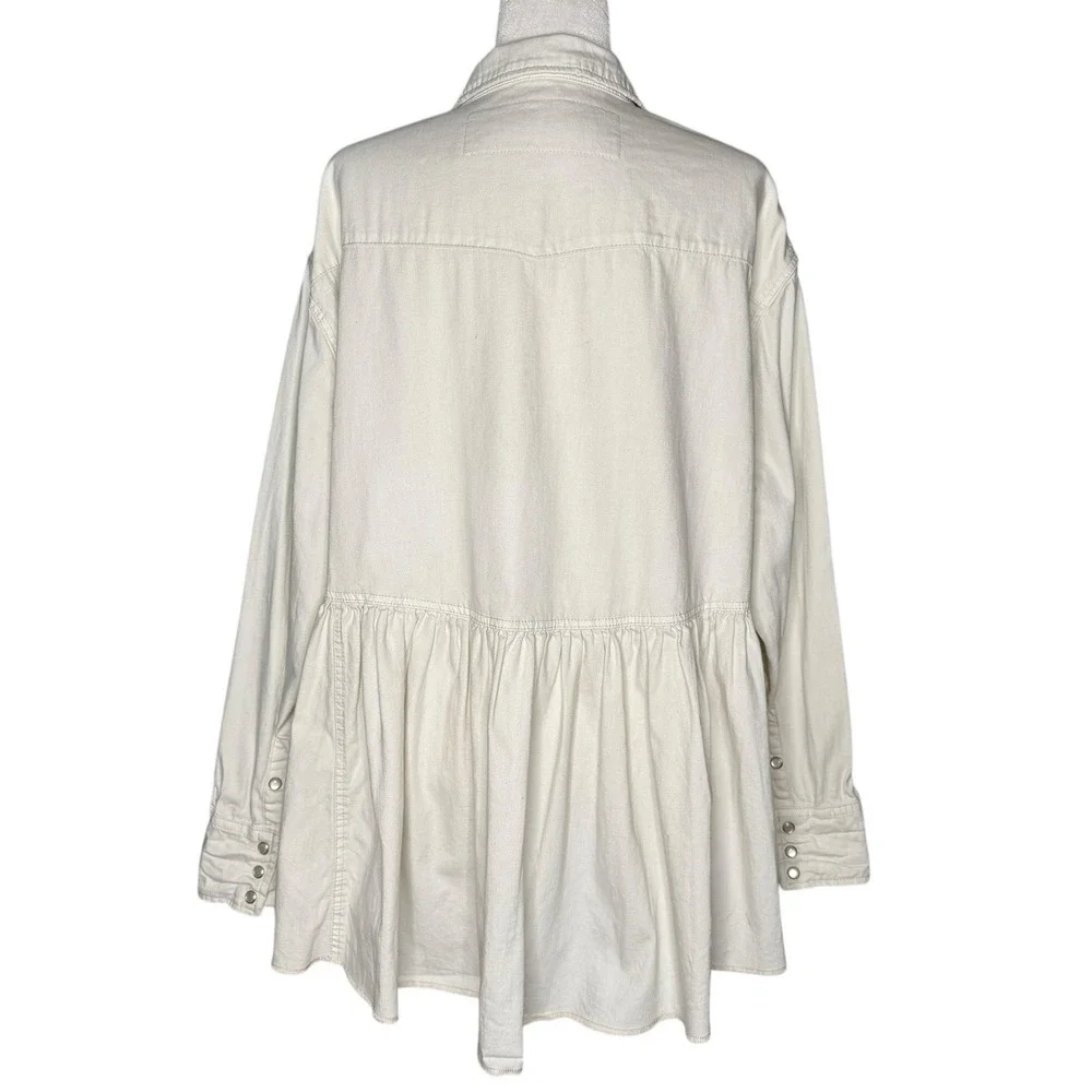 We The‎ Free by Free People "Dylan" Peplum Cotton Denim Shacket – Women's Large - Picture 8 of 13
